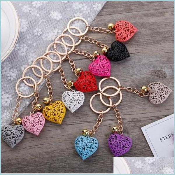 

keychains hollow heart keychains charm pendant keychain purse bag car key chain keyring ornaments fashion accessories whole mjfashion dhovx, Silver