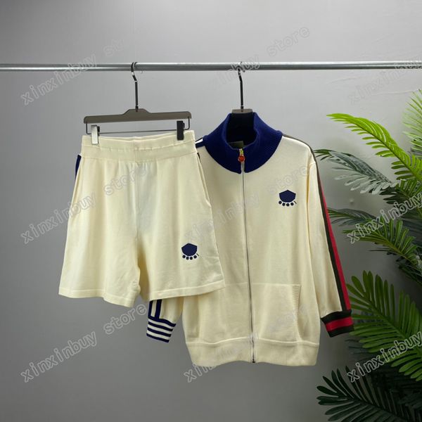 

xinxinbuy men designer coats knitted jacket set classic stripe panelled windbreaker women black s-2xl, Black;brown