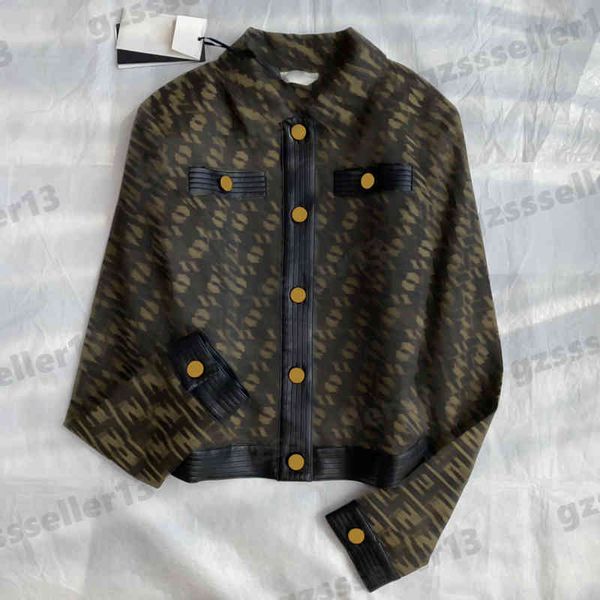 

womens jacket classic pattern logo jackets fashion custom-dyed jacquard-paneled fur short jacket luxury designer women clothing 0912, Black;brown