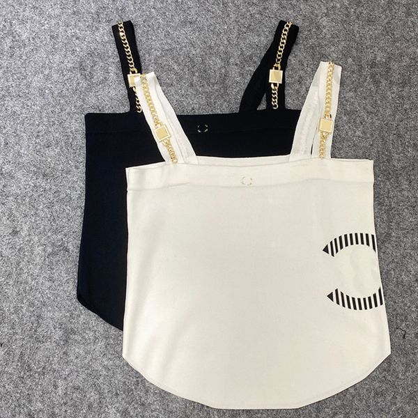 

women's tanks & camis designer small fragrance summer metal chain letter embroidery suspender vest fashion trend cool female 54cw, White