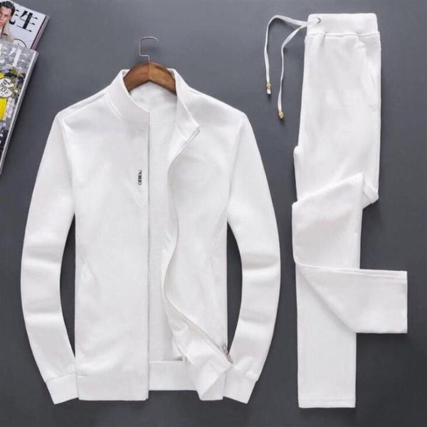 

brand designer men's tracksuits men's solid sets casual sports suit autumn men sportswear zipper hoodie pants set tracks337r, Gray