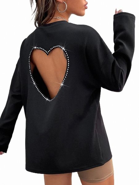 

women's t-shirt heart cut out drop shoulder tee u5fn#, White