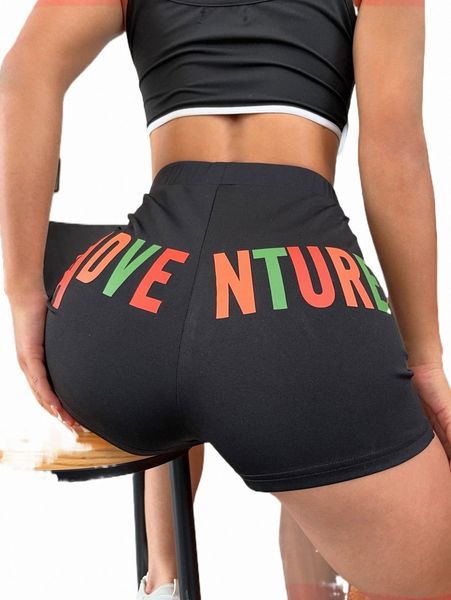 

women's shorts letter graphic biker shorts 2022 new w2jm#, White;black