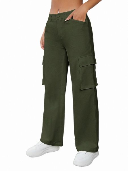 

women's pants & capris petite solid flap pocket zipper fly pants r1bf#, Black;white