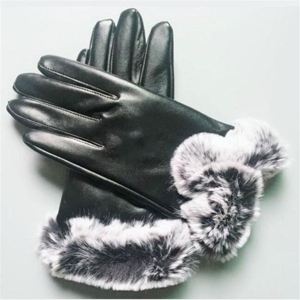 

brand new women sheepskin leather bright gloves female winter warm fashion windproof antize gloves282d, Blue;gray
