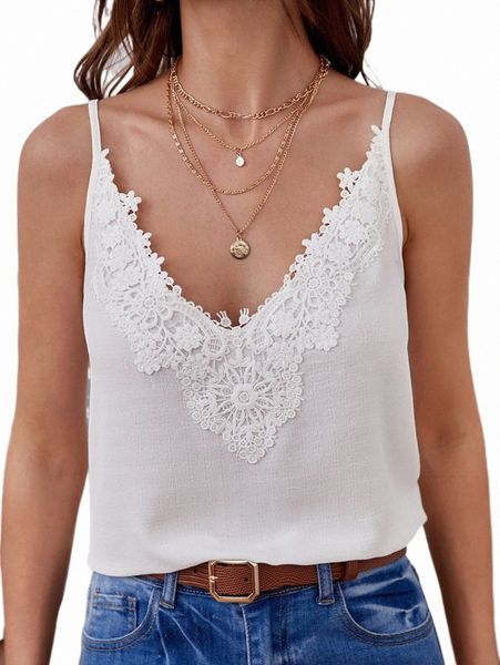 

women's tanks & camis guipure lace panel cami y9yv#, White
