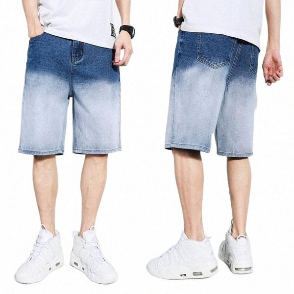 

men's jeans men's jeans denim shorts spring summer washed short half pant knee length large loose male plus blue men d4x7#