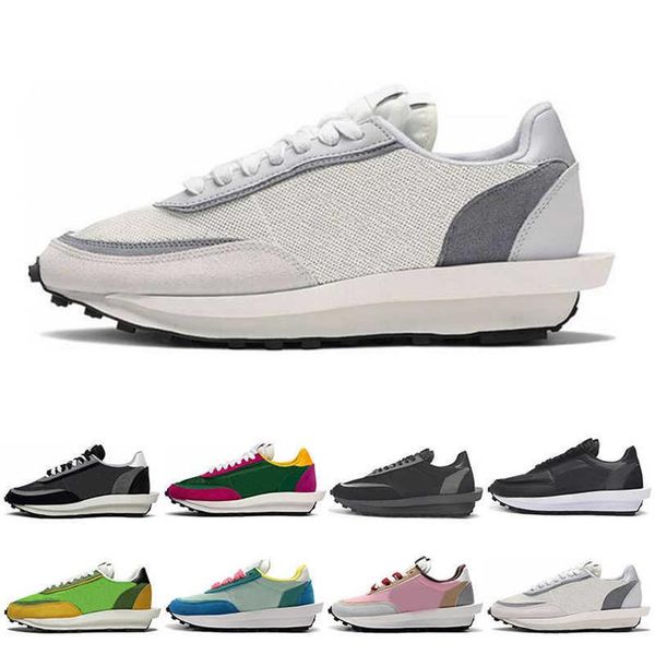 

waffle men women running shoes ld x sacais sports trainers pine green yellow multi summit white black nylon mens sneakers241k
