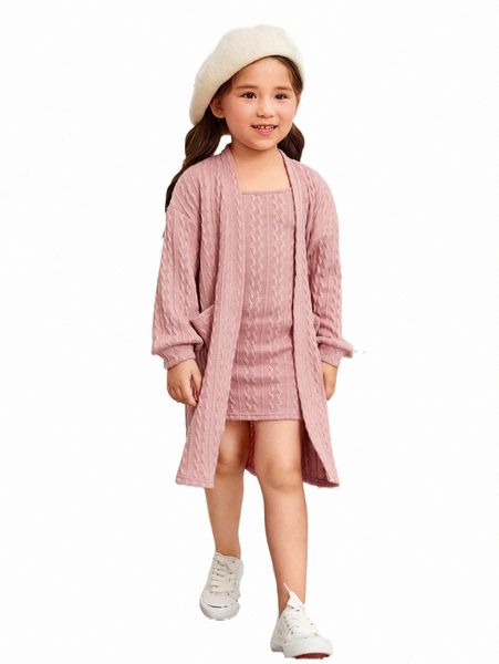 

others apparel toddler girls drop shoulder patch pocket textured coat & dress w1fw#, Black;white
