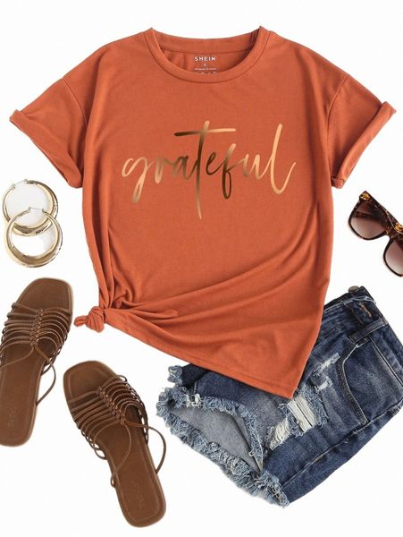 

women's t-shirt letter graphic tee 2022 new 25tu#, White