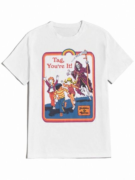 

men's t-shirts romwe x stevenrhodes guys figure graphic tee i69o#, White;black