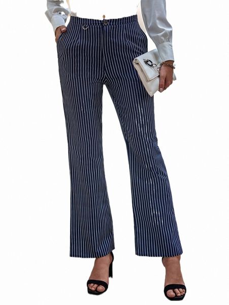 

women's suits & blazers striped flare leg suit pants h7ps#, White;black