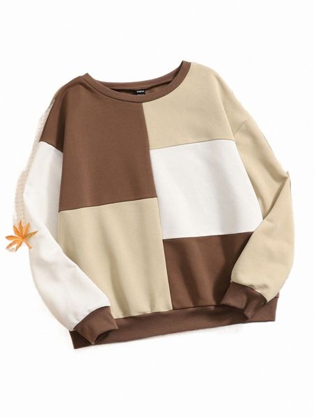 

women's hoodies & sweatshirts colorblock drop shoulder sweatshirt j0wu#, Black