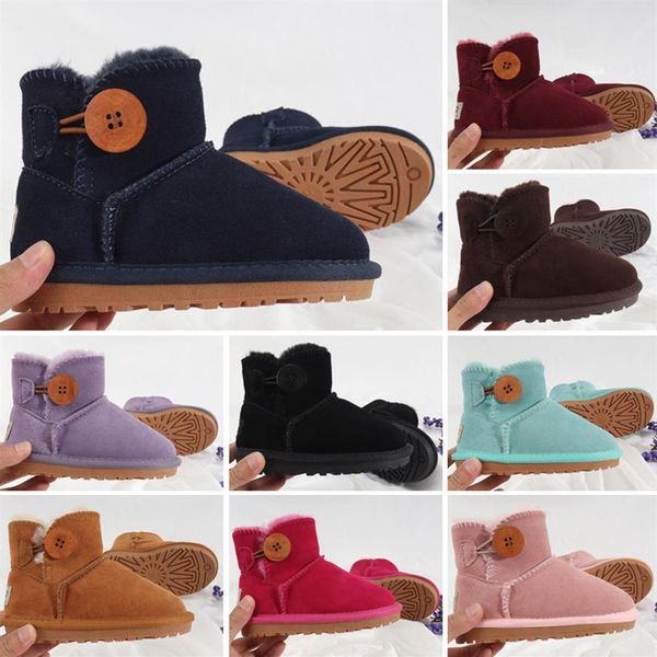 

2020 r kids boots australian snow winter boots bailey bow children girl boy triple black pink khaki ankle booties 22-35266h