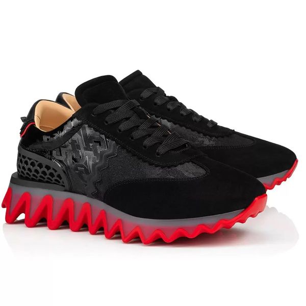 

women's dress shoes fashion sneakers spring autumn leather matte studs lace-up shark tooth rubber sole loubishark donna low sneakers ca