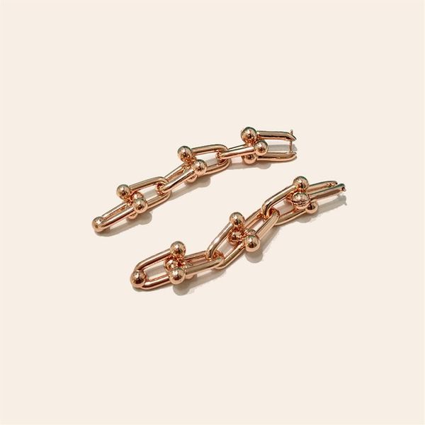 

fahion stainless steel u-shaped six-link chain stud earrings 18k gold stud earrings rose gold stud earrings for woman225n, Golden;silver