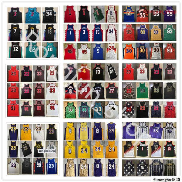 

jersey mitchell and ness stitched west basketball jerseys retro garnett johnson ray rodman allen bibby morant nash stockton malone mutombo c, Black;red