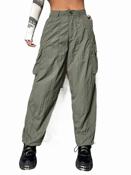 

women's pants & capris flap pocket side cargo pants z2ds#, Black;white