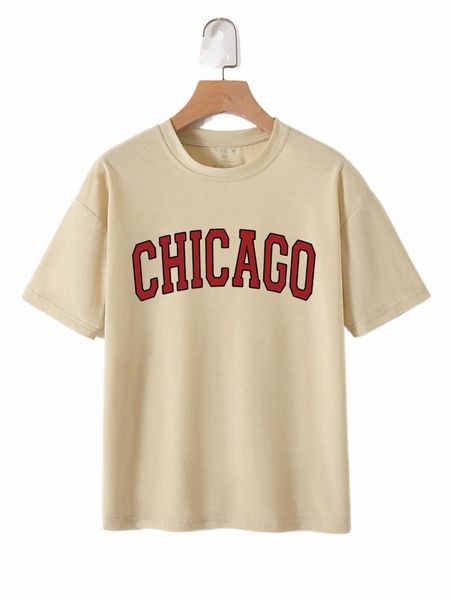 

women's t-shirt letter graphic drop shoulder tee r3rj#, White