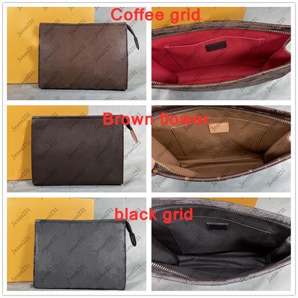

travel toiletry pouch 26 cm protection makeup bags clutch women leather waterproof cosmetic for men with dust bag