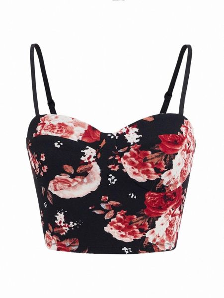 

women's tanks & camis floral print crop cami h2mu#, White
