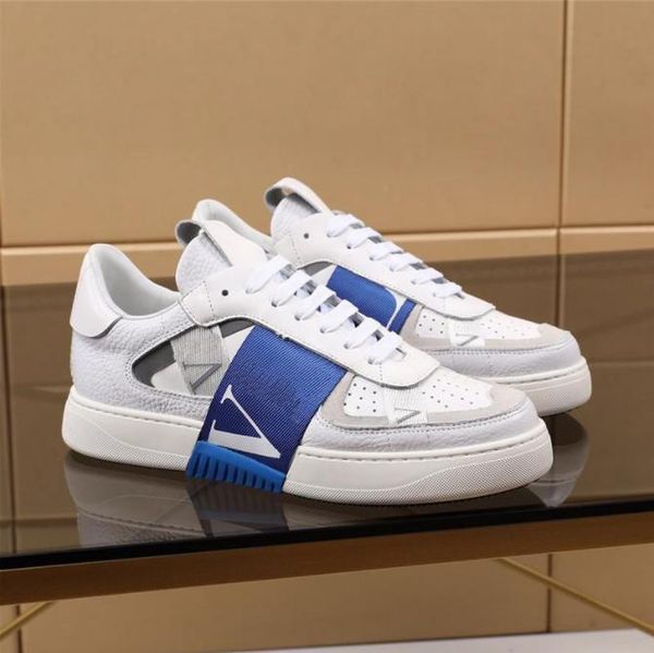 

luxury brand vtn sneakers leather thick bottom couple with the same casual white shoes shoelace box, Black