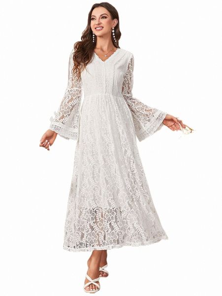 

casual dresses flounce sleeve lace dress 2022 new 74il#, Black;gray