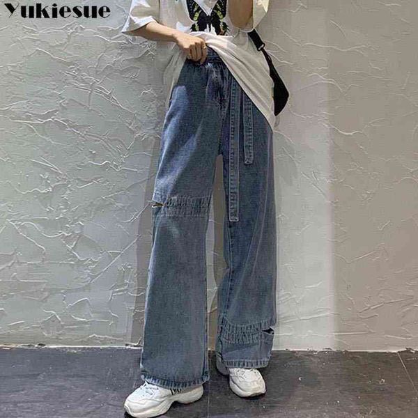 

women's jeans streetwear women's pants boyfriend ripped hole wide leg jeans for women jean femme mom denim mujer baggy jeans woman, Blue