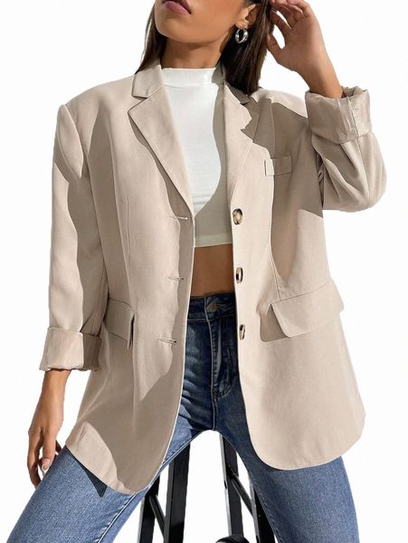 

women's two piece pants lapel neck button front blazer z9z3#, White