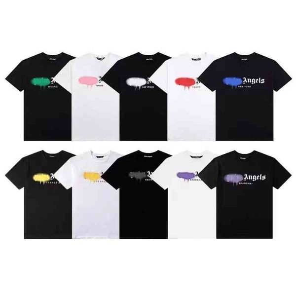 

t shirts mens palmes angles trendy classic shirts dissolves graffiti round neck short sleeve summer casual fashion oversize high street shir, White;black