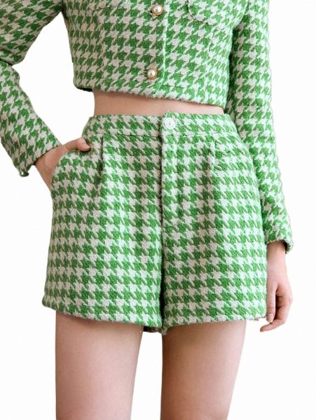 

women's shorts mod houndstooth plicated detail tweed shorts s5ox#, White;black