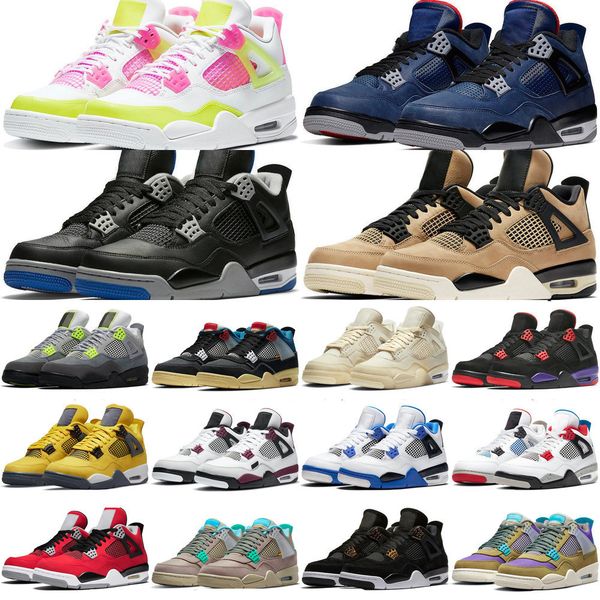 

jumpman 4 with box basketball shoes man woman sneakers 4s white oreo sail cool grey university blue fire red thunder bred zen money men