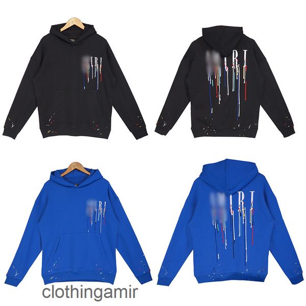 

trendy hoodie sweaters mens ink fashion amirs streetwear splashing paint dripping effect letter hooded black sweater autumn summer 2022