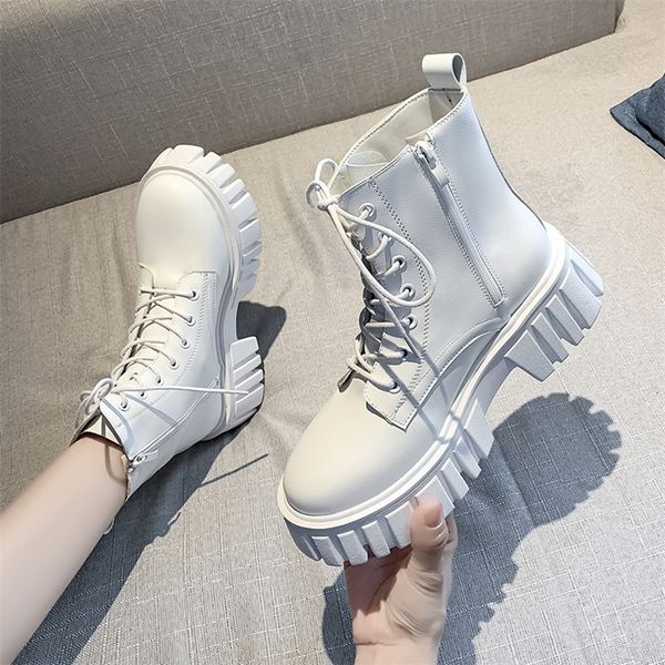 

boots platform women shoes for winter ankle punk motorcycle woman booties 220907, Black