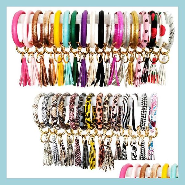 

key rings o key ring leopard print leather bracelet keyrings tassel bracelets circle bangle wristlet keychain jewelry acces newdhdhdk8, Slivery;golden