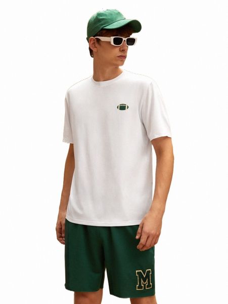 

men's t-shirts men letter graphic patched detail tee k7vx#, White;black