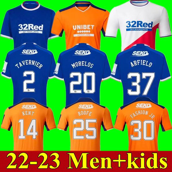 

22 23 rangers fc third soccer jerseys home kent budapest special ramsey sakala glasgow 2022 2023 football shirt roofe morelos amad tavernier, Black;yellow