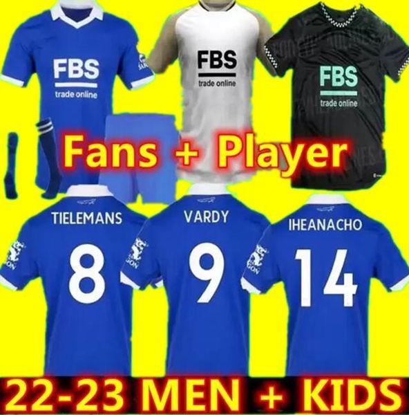 

22/23 vardy city soccer jerseys maddison iheanacho 2022 2023 camiseta barnes tielemans ayoze daka lookman iheanacho men kids kits football s, Black;yellow
