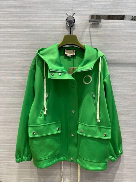

2022 new autumn women's jackets fashion green hooded long sleeve zipper loose jacket women casual coat, Black;brown