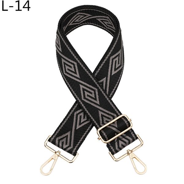 

new widen ethnic style bag strap adjustable women's shoulder crossbody jacquard webbing accessories, Black