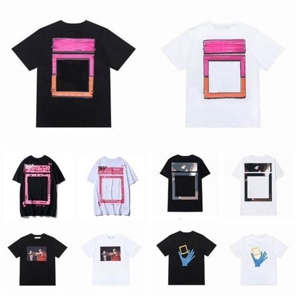 

summer designer fashion offs t shirts brand teens mens luxurys classic t-shirt religious oil painting back arrows clothing loose womens, White;black