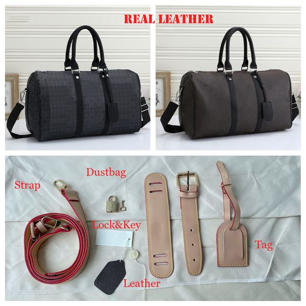 

duffel bags 45cm 55cm large capacity travel sale women men genuine leather shoulder fashion bag carry on luggage bottom rivets with lock hea