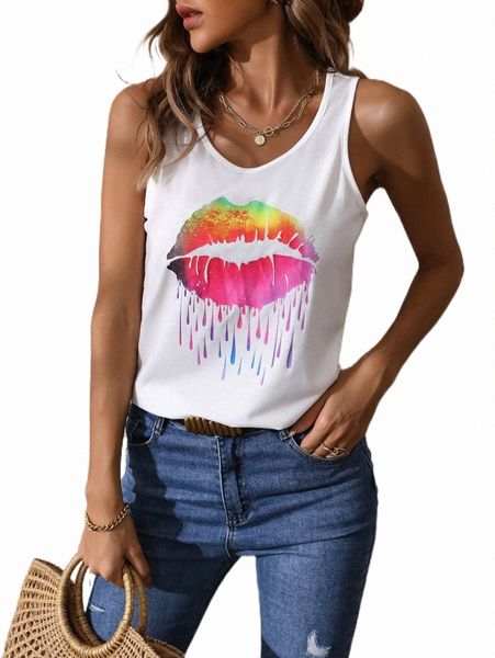 

women's tanks & camis lip print tank 2022 new e3mk#, White