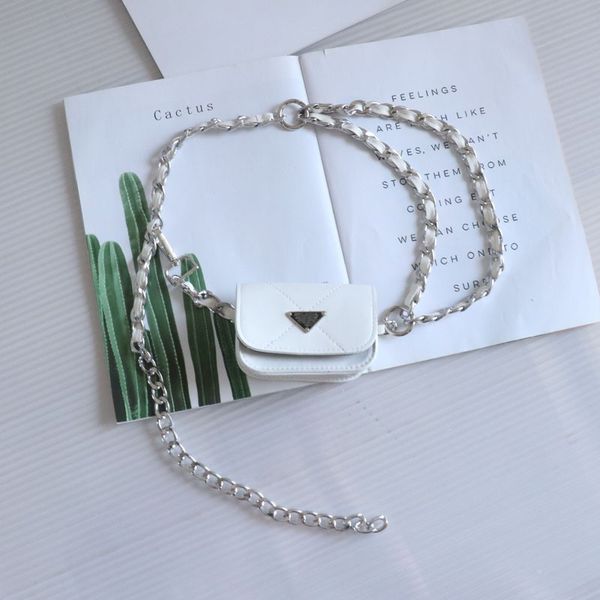

p style old kids triangle waist purse big girls pu leather diamond lattice metal belt mini bags children bust messenger bag a9075, White