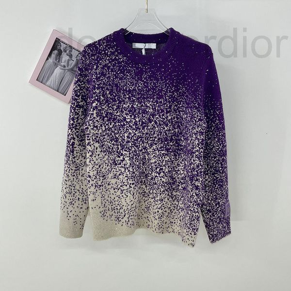 

women's knits & tees designer autumn new product korean minority design loose and gradually changing full of star temperament round nec, White