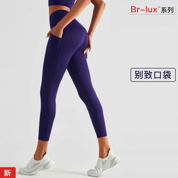 

yoga outfit yoga tights women's leggings high waist hip lifting double pocket qu