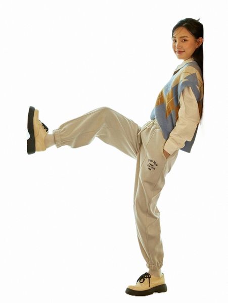

women's pants & capris dazy letter embroidery drawstring waist sweatpants p2tp#, Black;white
