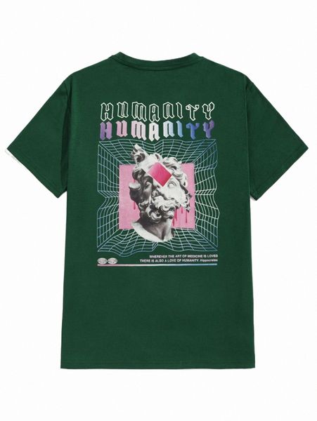 

men's t-shirts romwe slogan sculpture graphic tee t9ow#, White;black