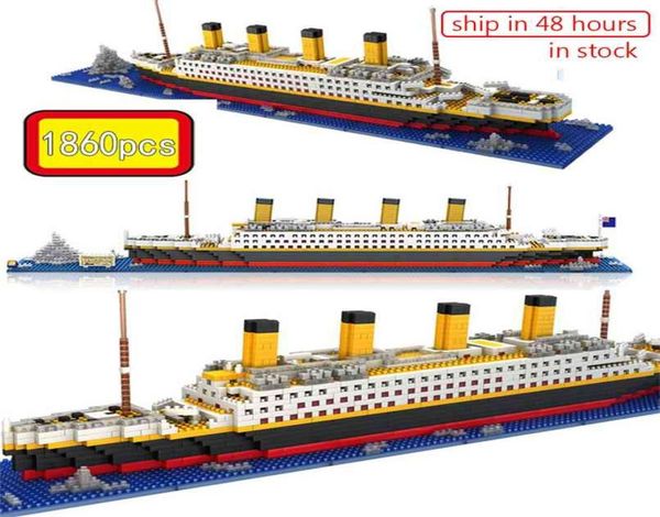 

1860pcs rms titanic model large cruise shipboat 3d micro building blocks br