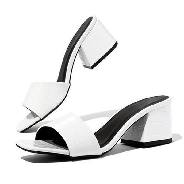 

fashion ladies high heels square toe ladies slippers 2022 indoor sandals, Black
